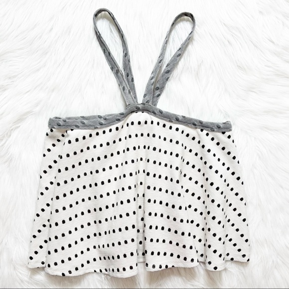 SOLD-Anthropologie Polka Dot Retro Halter Cream and Black Sleeveless Top - Picture 10 of 12